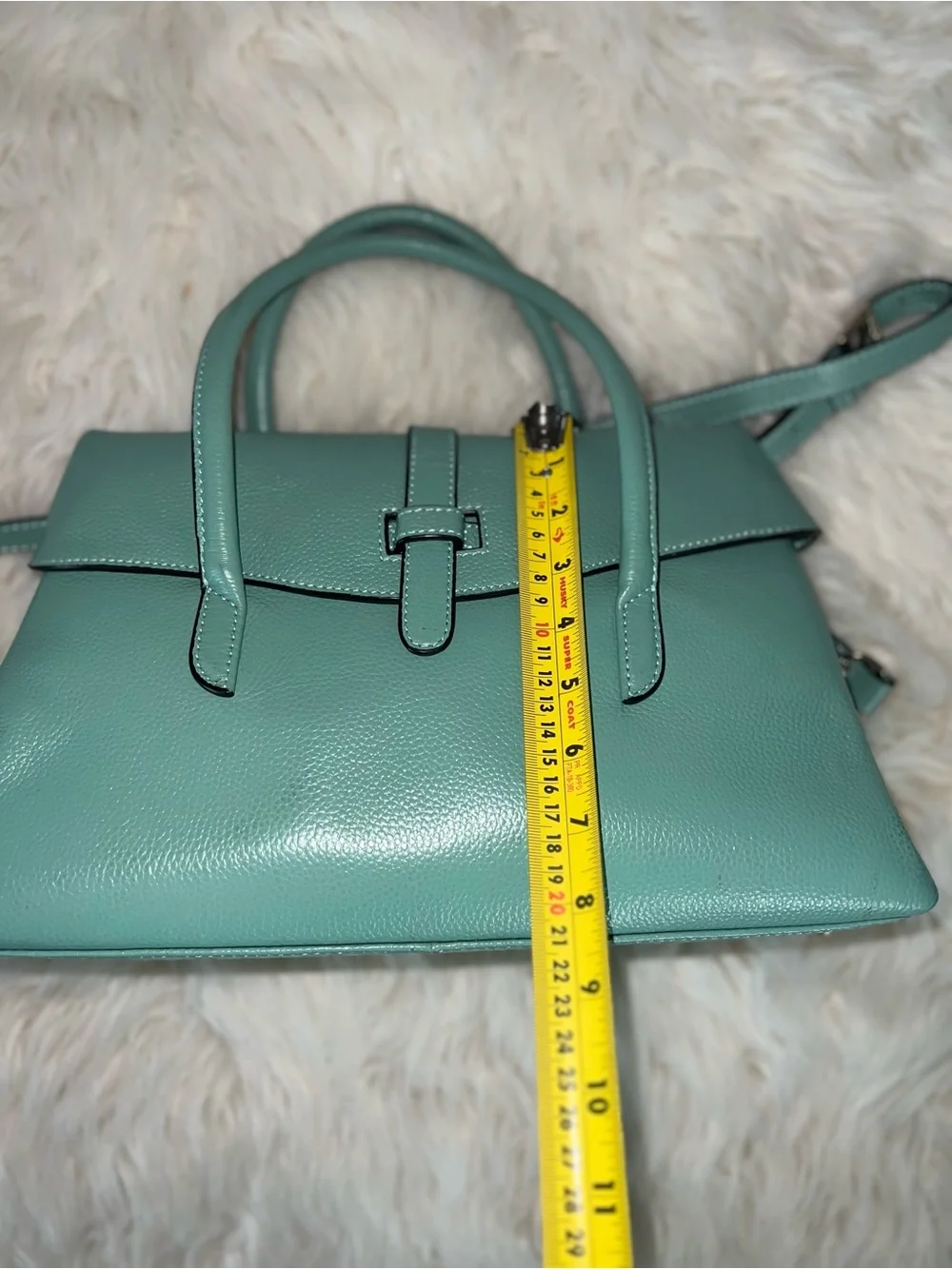 Jack&Chris Style Leather Satchel/Tote Bag - Sage Mint Green